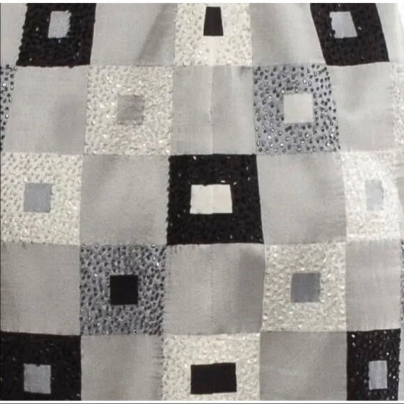$390 NWT Shelli Segal Sz 4 Beaded 100% Silk Checkerboard Geometric Dress Y2K NEW - Picture 6 of 9